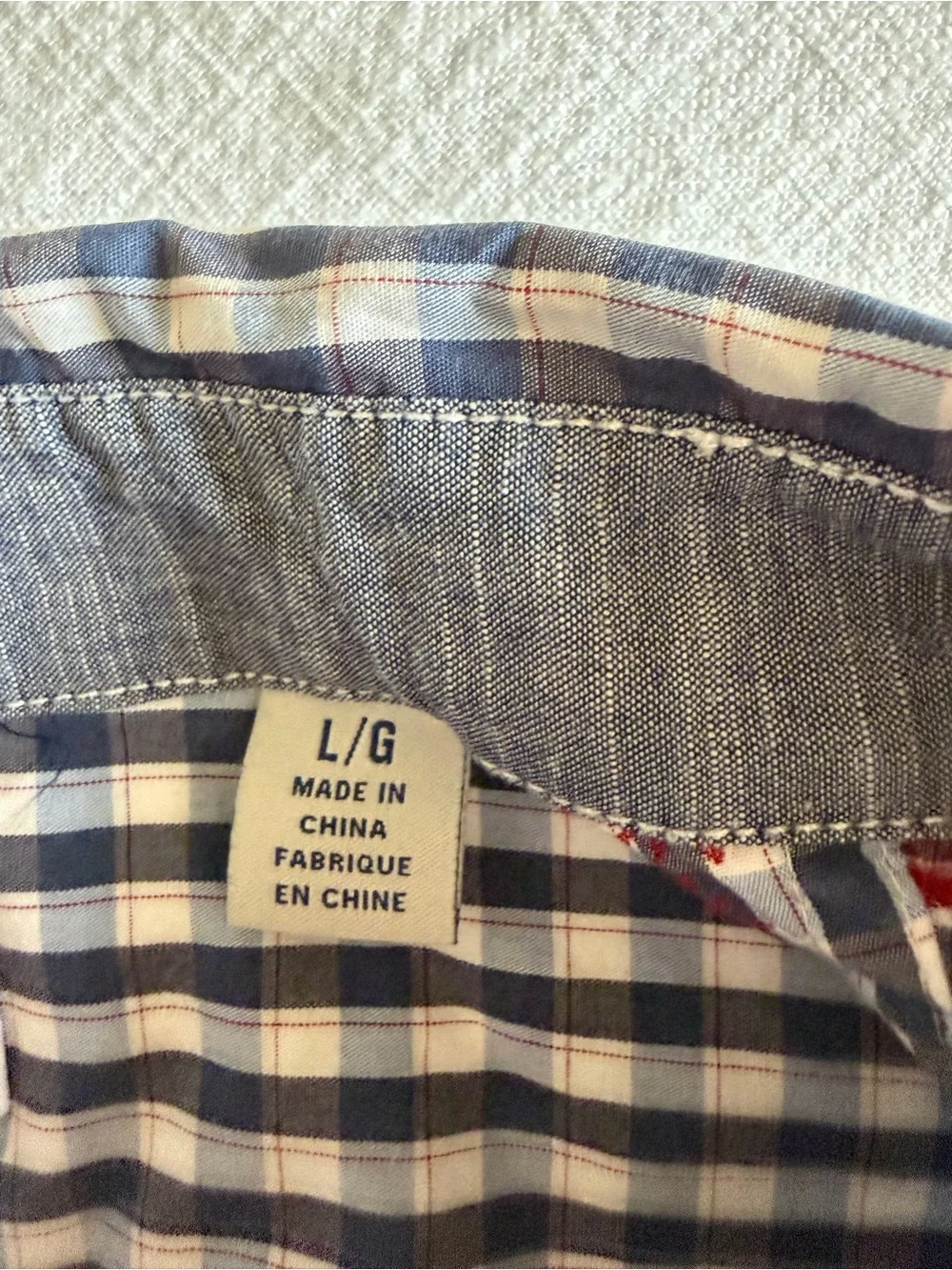 Tommy Bahama Men’s Blue and White Gingham Button-Down with Red Palm Print